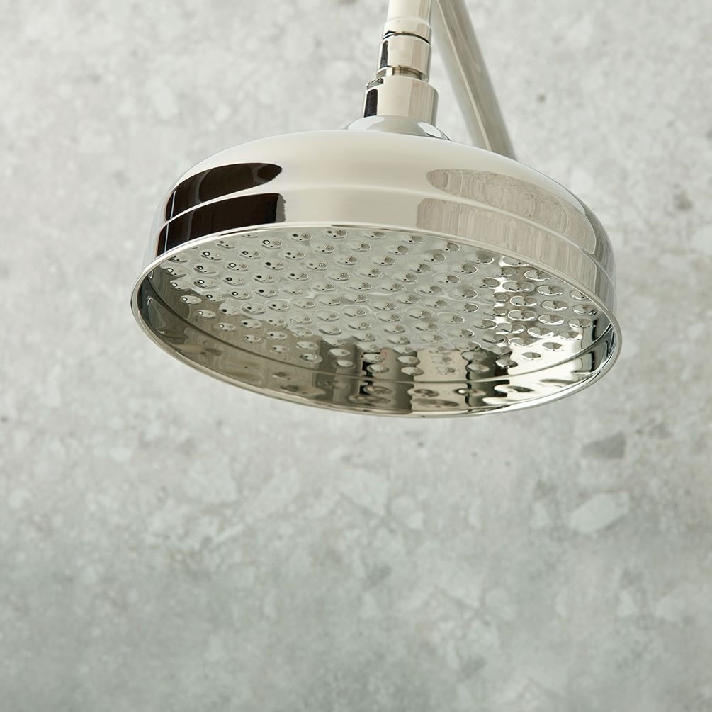 Lifestyle image of Booth & Co. Axbridge Nickel Wall-Hung Shower Head & Arm